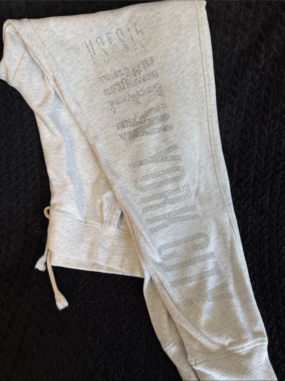 Grey Rhinestone New York City Sweatpants